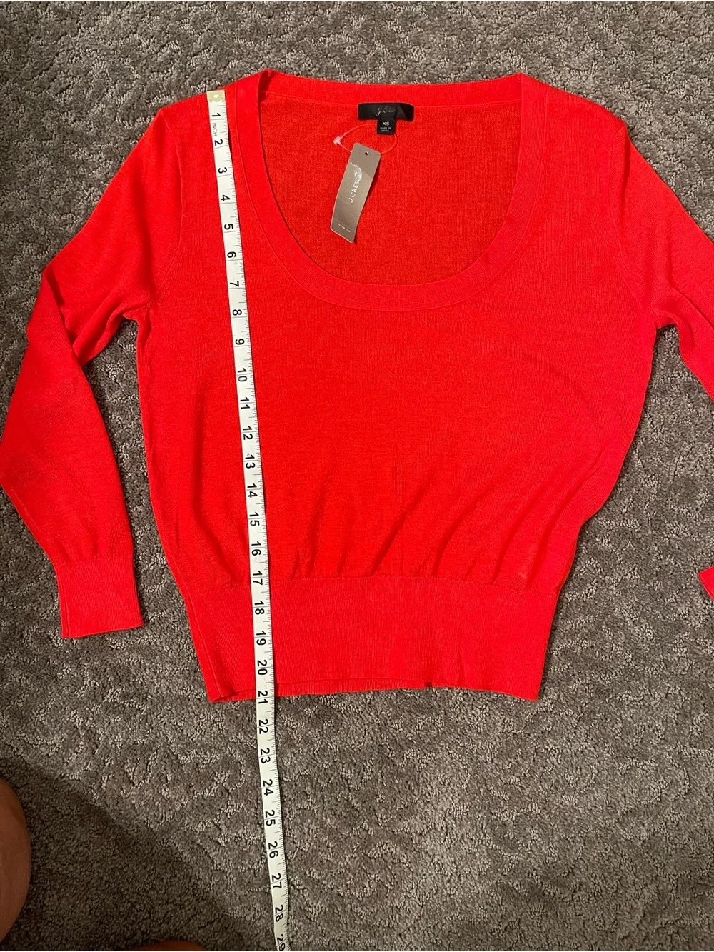 J. Crew Red Scoop Neck Knit Top
